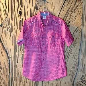 Rustic Blue Red embroidered button down shirt with a western vibe. Size: S